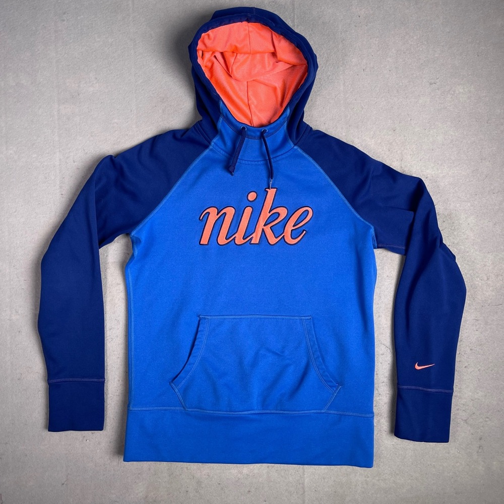 Nike Therma-FIT Hoodie Pullover Sweatshirt Athletic Blue Orange Women's M‎
